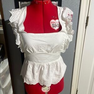 Francesca's Collections White Ruffled Peplum Blouse